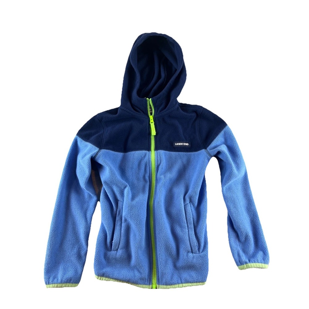 Lends' End kids Fleece Full Zip Jacket with Hood size  M 8 Light Blue